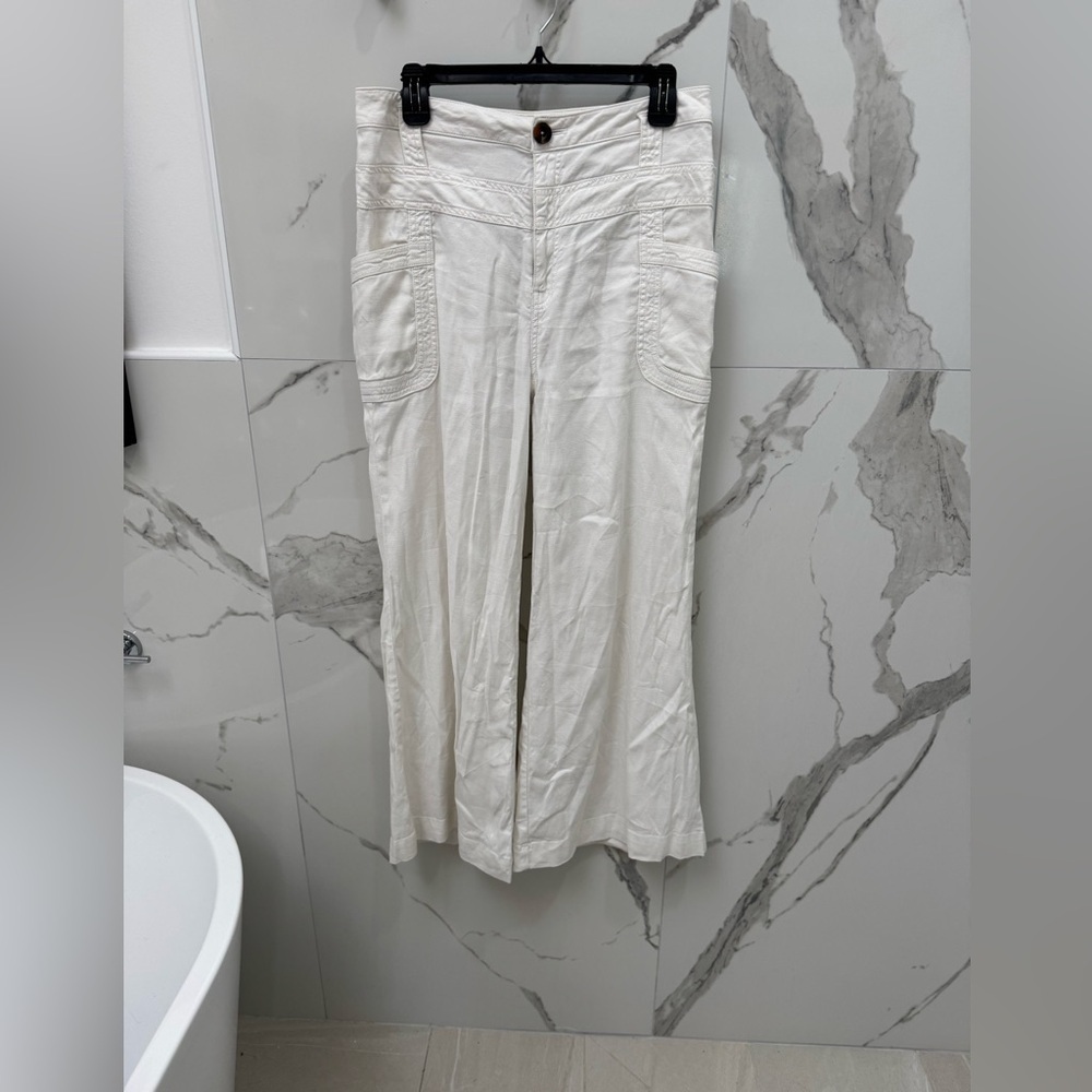 Anthropologie Cream Wide Leg Pants